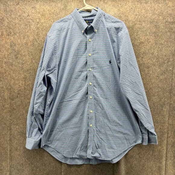 Vintage Ralph Lauren Shirt Mens XLT Tall Blue Button Down Oxford Performance - Picture 1 of 11